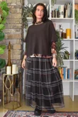 Myrtle Plaid Tulle Midi Skirt Chocolate